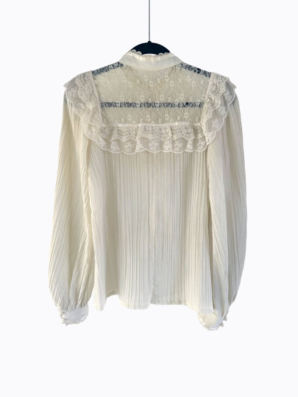 Vtg 70s Gunne Sax Blouse Jessicas Gunnies Ivory Lace Pleated Prairie Top M Boho - Picture 2 of 8